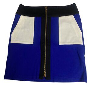 Inc Womens Blue & Black Mini‎ Skirt With Front Pockets & Zipper Closure 4